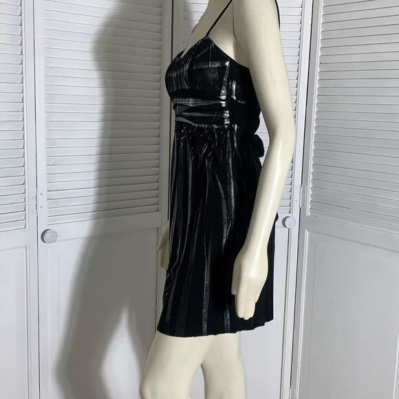 Vintage 90’s Y2K Black Empire Waist Metallic Party Dress Size Small - Picture 12 of 16
